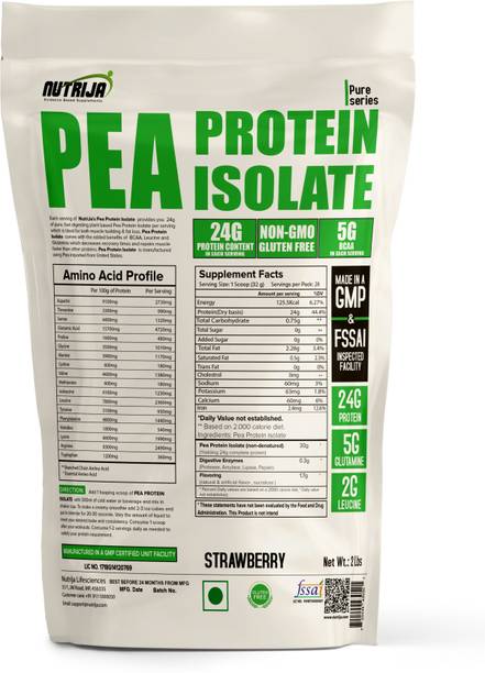 NutriJa Pea Protein Isolate 85% 100% Vegan & Plant-Based (2Lbs Strawberry) Plant-Based Protein