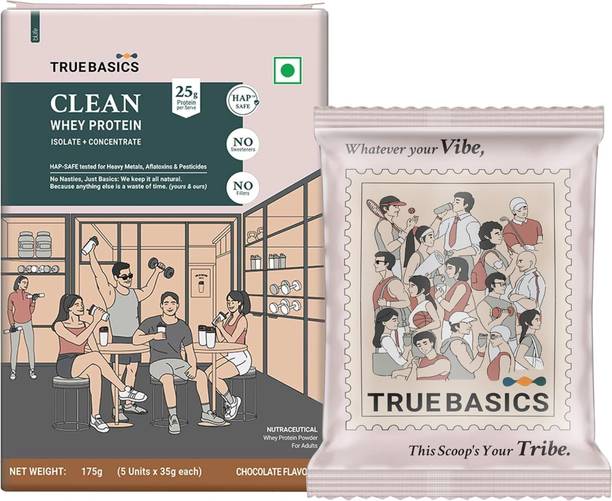 TrueBasics Clean Whey Protein Powder Isolate & Concentrate Blend | 25g Protein per Scoop Whey Protein