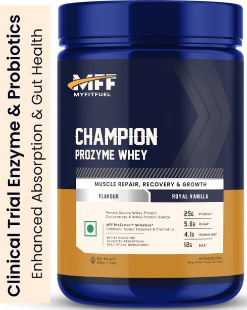 MyFitFuel Champion ProZymes Whey Protein Concentrate & Isolate- 25g Protein 500g Vanilla Whey Protein