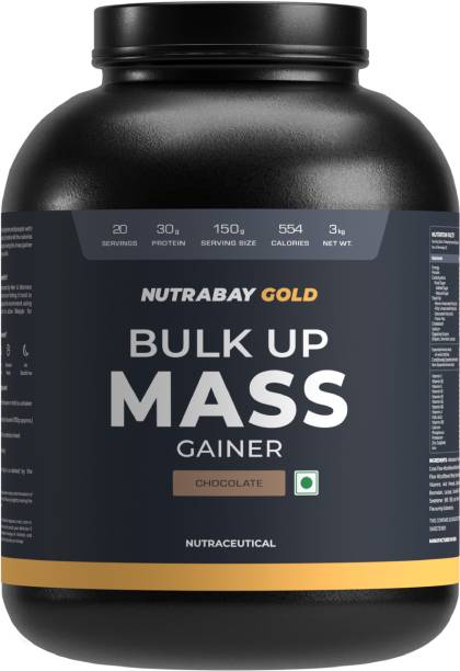 Nutrabay Gold Bulk Mass Gainer, 30g Protein, 554 Calories, Carbs to Protein Blend (3:1) Weight Gainers/Mass Gainers