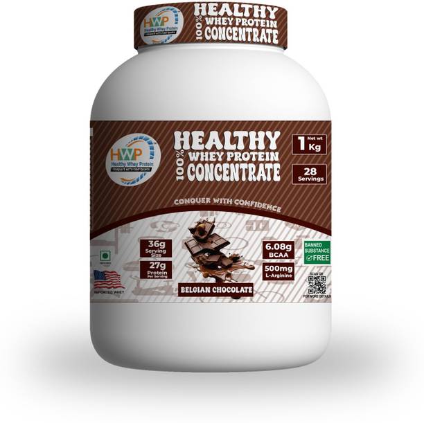 HWP Healthy Whey Protein Healthy Whey Protein Concentrate 80% (1kg,Belgian Chocolate) Whey Protein