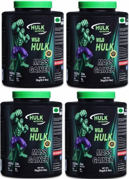 Hulk Nutrition Original Hulk Mass Gainer For Real Mass Gain (Pack of 4 ChocoVanilla 26.4Lbs ) Weight Gainers/Mass Gainers
