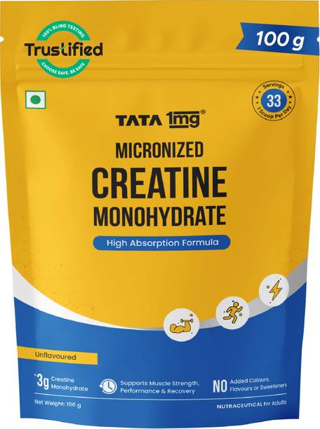 TATA 1mg Monohydrate 2X Micronized Zero Calories Fast Absorption Creatine