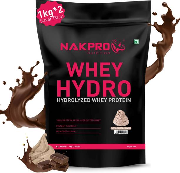 Nakpro HYDRO Whey Protein Hydrolyzed Supplement Powder - 2 kg Cream Chocolate (1Kg*2) Whey Protein