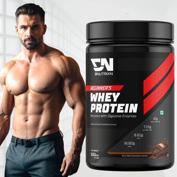 DNUTRIXN Beginner's High Whey Protein 40G | Advanced Muscle Building Formula with BCAA+ Whey Protein