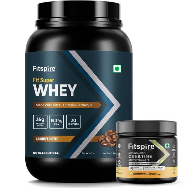 Fitspire Fit Super Whey Protein & Creatine Monohydrate ( Gourmet Coffee + Creatine Lemon) Whey Protein