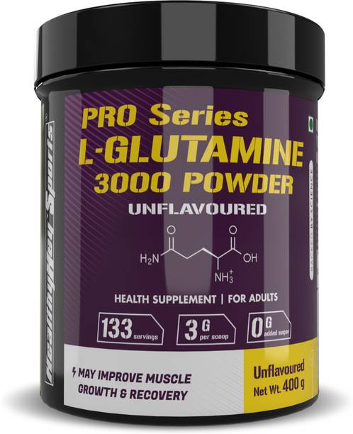 HealthyHey Sports Glutamine Powder, Muscle Growth and Recovery - 400g - 133 Servings Glutamine