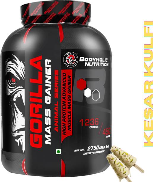 BODYHOLIC Nutrition Gorilla Mass High Protein Gainer Extra Muscle Mass Gain (2.75kg/6lbs) Weight Gainers/Mass Gainers
