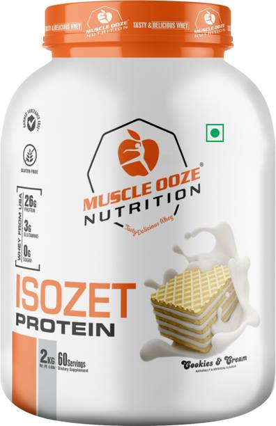 muscle ooze Isozet Protein 2Kg Cookies & Cream 60 Serving Helps Muscle Growth & Gluten Free Whey Protein