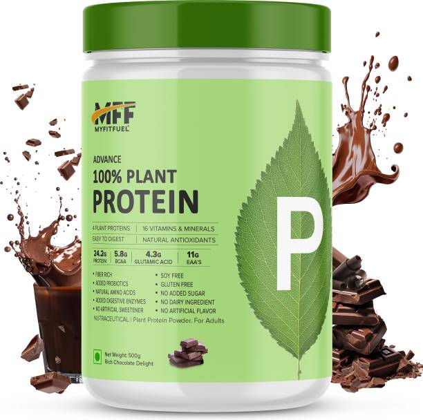 MyFitFuel Advance 100% Plant Protein, 4 Proteins, 16 Vitamins Minerals 500g Rich Chocolate Plant-Based Protein