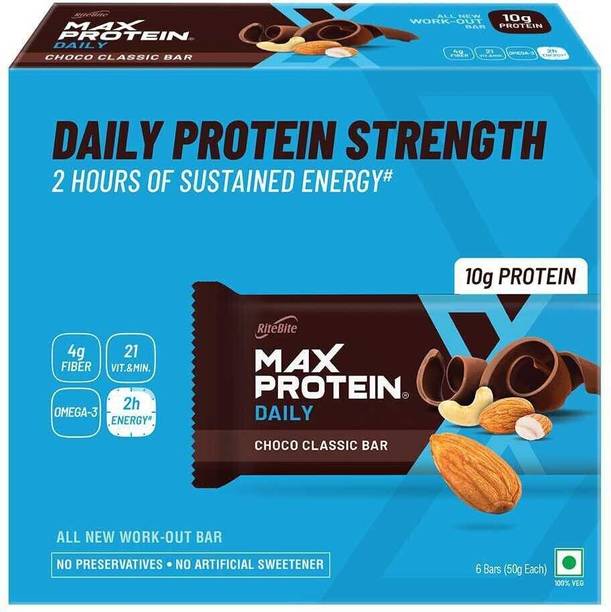 RiteBite Max Protein Daily Choco Classic 10g Protein Bars with 5g Fiber, 0 Added Sugar Protein Bars