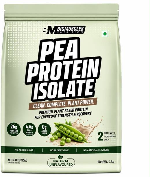 BIGMUSCLES NUTRITION 100% Pea Protein Isolate Protein Powder | Complete Amino Acid Profile | 30g Plant-Based Protein