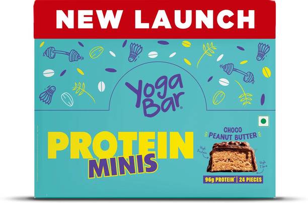 Yogabar Protein Minis 4g Protein|24 Bars|Choco Peanut Butter|Dark Chocolate|Gluten free Protein Bars