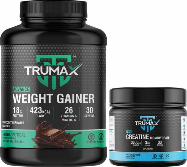 TRUMAX Advance Weight Gainer 3.0kg with Creatine Unflavoured 100gm Combo Pack Weight Gainers/Mass Gainers