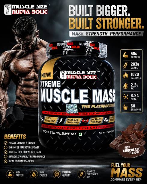 MUSCLE SIZE Xtreme Muscle Mass High Protein Weight Gain Supplement Weight Gainers/Mass Gainers