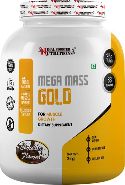 Animal Booster Nutrition Mega Mass Gold Mass Gainer 3kg Weight Gainers/Mass Gainers