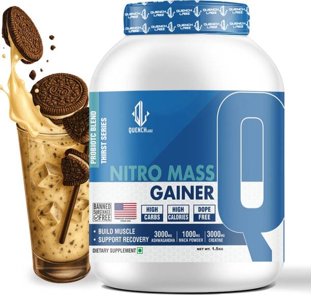QUENCHLABZ Nitro Mass Gainer | 3G Ashwagandha | 1G Macca | 3G Creatine Weight Gainers/Mass Gainers