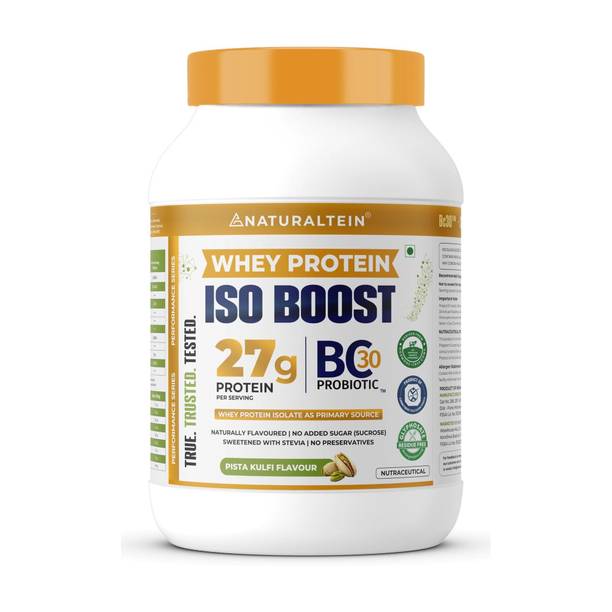 NATURALTEIN ISO BOOST – 27g Clean Protein with BC30 Probiotic | 3X Better Absorption Whey Protein