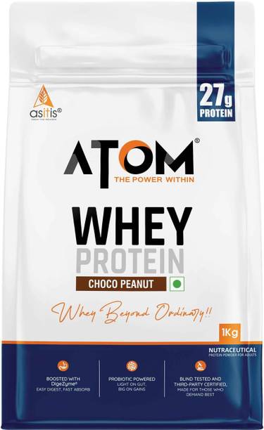 AS-IT-IS Nutrition ATOM Whey Protein 1kg | 27g protein | Isolate & Concentrate | Choco Peanut Whey Protein