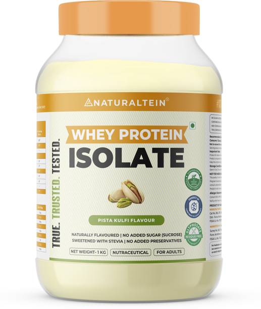 NATURALTEIN Whey Isolate 1kg Pista Kulfi | 30g Protein | Clean, Natural & Sugar-Free Whey Protein