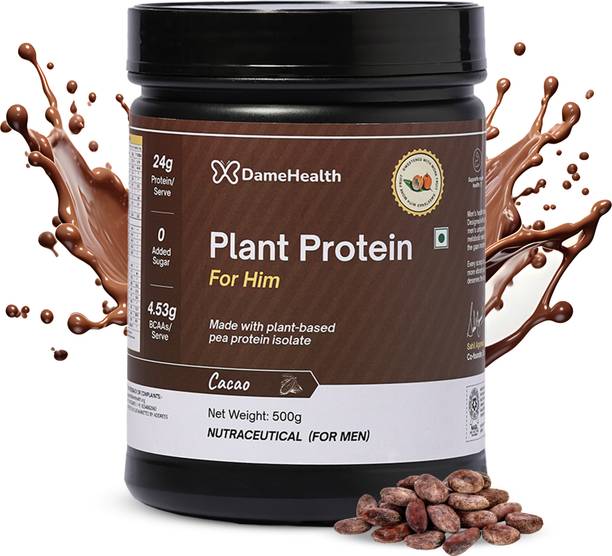 dame health Men Power Plant Protein Pack of 1 Sugar Free, Vegan 5 Natural Herbs 100% Natural Plant-Based Protein
