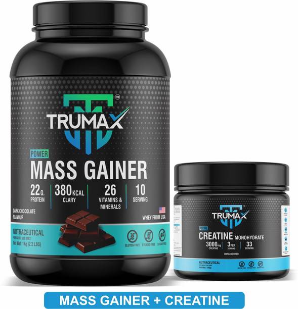 TRUMAX Power Mass Gainer 1.0kg with Creatine Unflavoured 100gm Combo Pack Weight Gainers/Mass Gainers