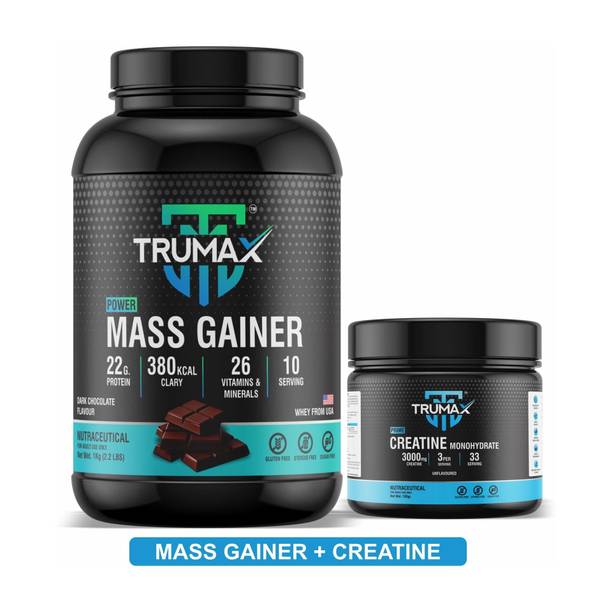 TRUMAX Power Mass Gainer 1.0kg with Creatine Unflavoured 100gm Combo Pack Weight Gainers/Mass Gainers