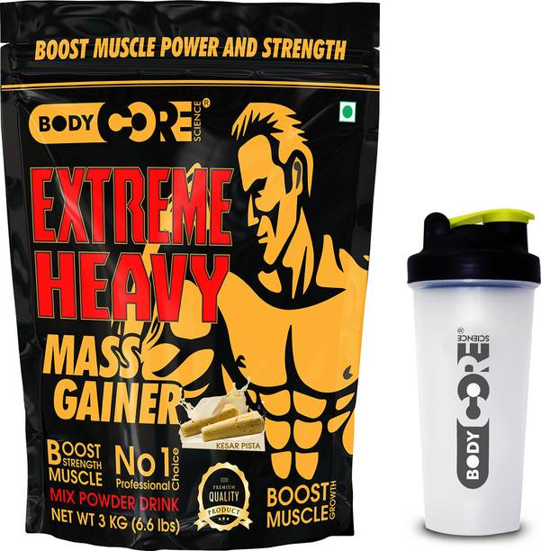 Body Core Science Extreme Heavy Mass Gainer(Kesar Pista-3Kg) Free Shaker Weight Gainers/Mass Gainers