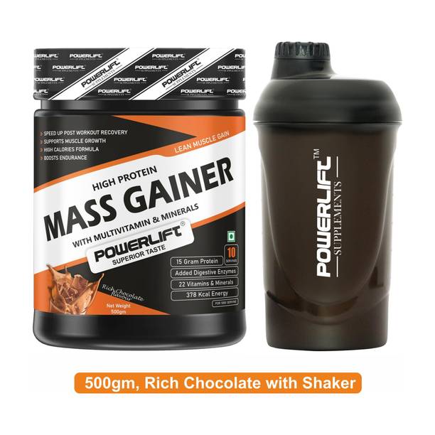 POWERLIFT for Muscle Protein Powder with Shaker Weight Gainers/Mass Gainers