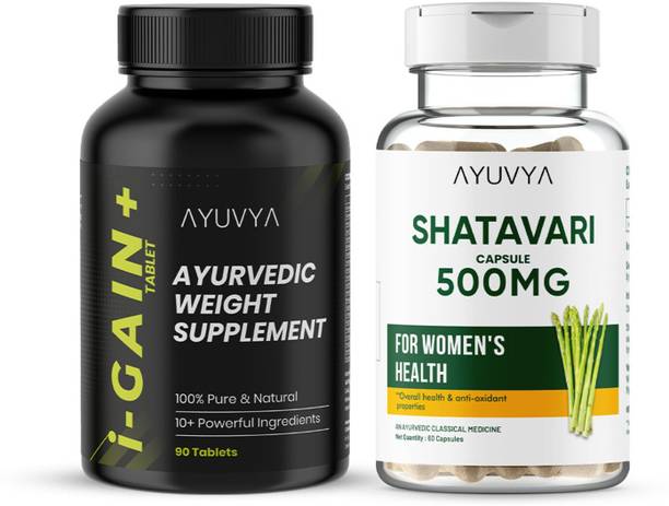Ayuvya i-Gain+ & Shatavari Capsules, Helps improved Appetite & Reproductive health Weight Gainers/Mass Gainers