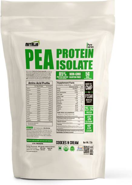 NutriJa Pea Protein Isolate 85% 100% Vegan & Plant-Based (2Lbs Cookies & Cream) Plant-Based Protein