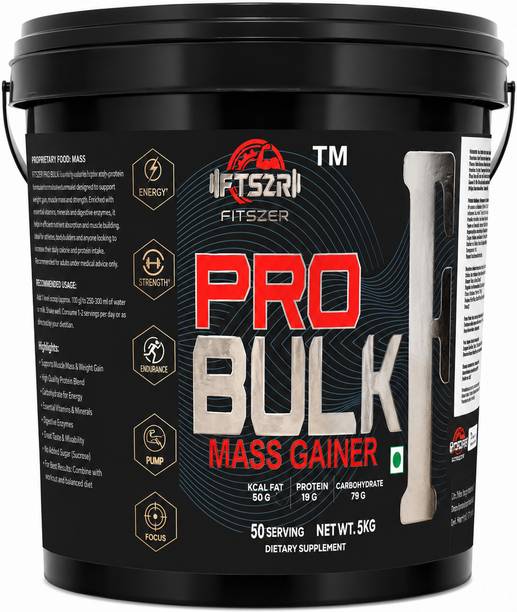 fitszer Pro Bulk Mass Gainer 5kg Vanilla Flavour Weight Gainers/Mass Gainers