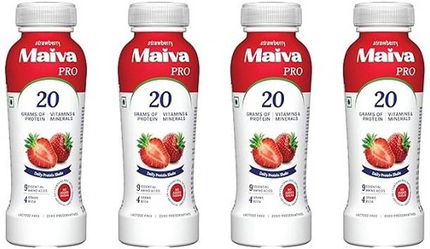 Maiva Pro Strawberry Plant Protein Shake-300ml (Pack of 4) 20g Protein 20Vitamins,Minerals Plant-Based Protein