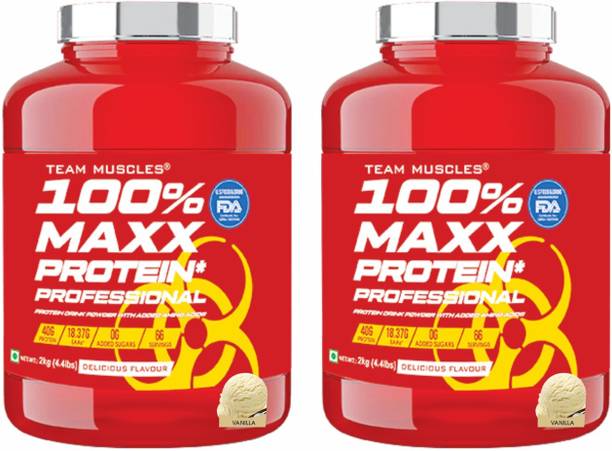 TEAM MUSCLES TM 100% Maxx Protein Professional (2 Kg-Pack Of 2) | Whey Protein | Gold Whey Whey Protein