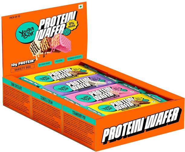 Yogabar 10g Protein Wafer Bars | 0% Maida|Goodness of Millets||10 Bars Protein Bars