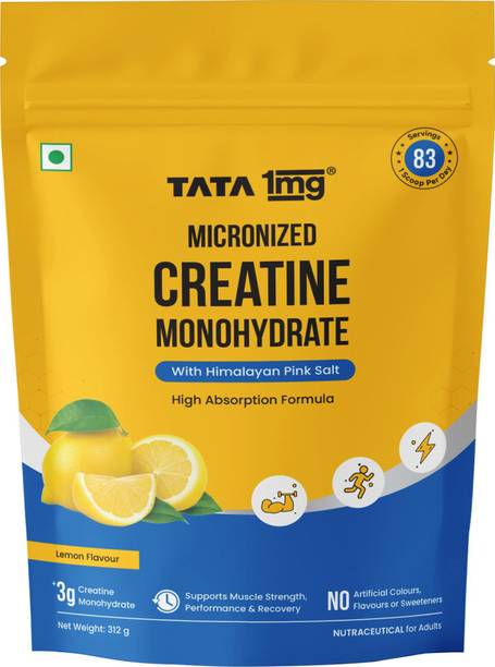 TATA 1mg Micronized Creatine Lemon Flavour-3 g per Scoop-Strength & Recovery -83 Servings Creatine