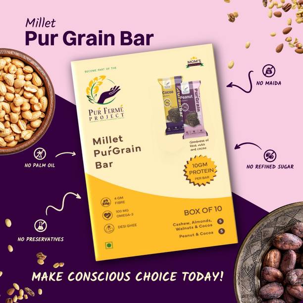 PurFerme Project Millet PurGrain Protein Bar | 10X50g Protein Bars