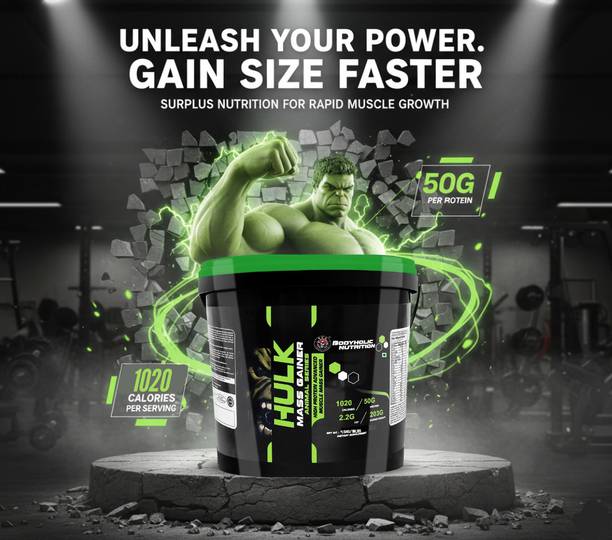BODYHOLIC Nutrition Hulk Mass High Protein Muscle Mass Gain (10lbs) Weight Gainers/Mass Gainers