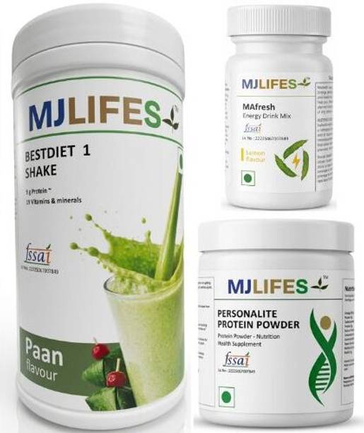 MJLIFES Bestdiet 1 Shake Paan Flavour+Personalite Protein+Mafresh Lemon Combo Protein Shake