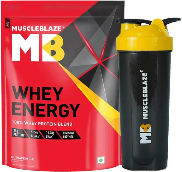 MUSCLEBLAZE Whey Energy, 24g Protein, No Added Sugar with Shaker Whey Protein