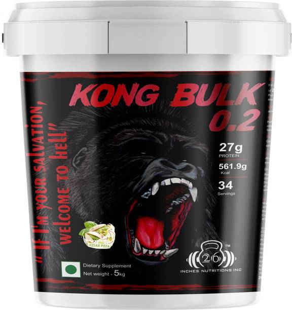 26INCHES NUTRITIONS INC Kong Bulk 0.2 (Kesar Pista-5 Kg) Weight Gainers/Mass Gainers
