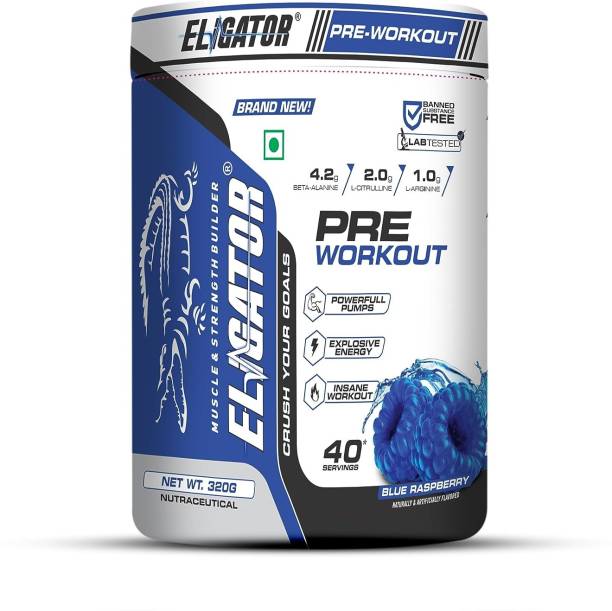 Eligator pre workout, 320 gm, 40 serving (Blue Raspberry) Protein Bars