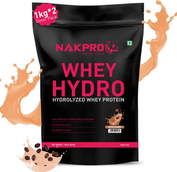 Nakpro HYDRO Whey Protein Hydrolyzed Supplement Powder - 2 kg Coffee (1Kg*2) Whey Protein