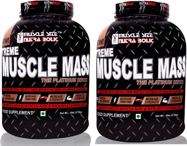 MUSCLE SIZE Xtreme Muscle Mass Gainer High Protein Powder Combo Pack 12lbs Weight Gainers/Mass Gainers