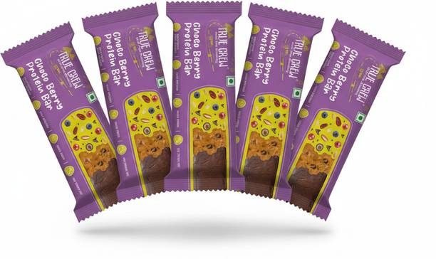 TRUE CREW Choco Berry Protein Bar, 25 g - High Protein, High Fiber (Pack of 5) Nutrition Bars