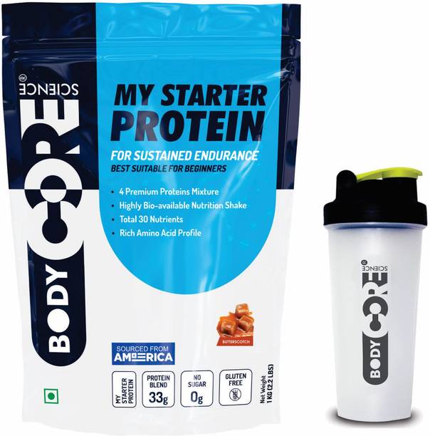 Body Core Science My Starter Protein-1 Kg (Butterscotch) With Shaker Whey Protein