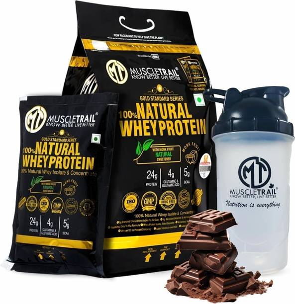 Muscle Trail Gold Standard Series |60 Pouches |Low Carb & Fat |Shaker Inside |24g Natural Whey Protein