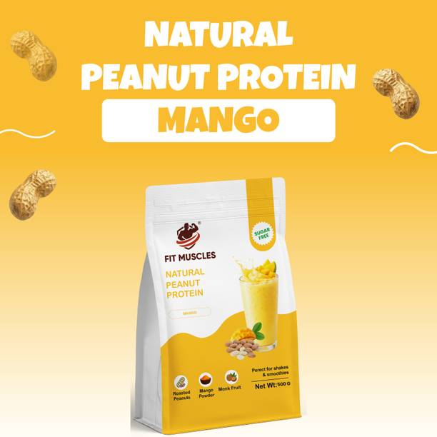 Fit muscles Natural Peanut Protein Powder-Mango Flavour, Plant Based Peanut Protein Powder Plant-Based Protein