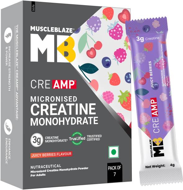 MUSCLEBLAZE Micronised Creatine Monohydrate CreAMP Powder, 7 Sachets | Trustifie