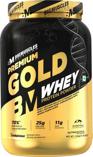 BIGMUSCLES NUTRITION Premium Gold Whey | 25g Isolate Protein Blend | ProHydrolase Enzyme Tech. Whey Protein